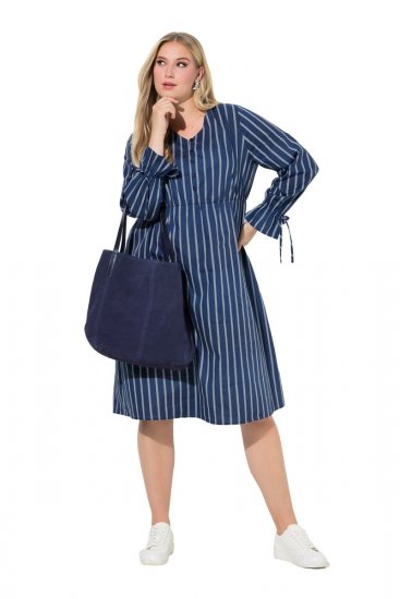 Ulla Popken 845863 Rochie în dungi cu decolteu în V Bleumarin - Rochii - Rochii pentru toate mărimile