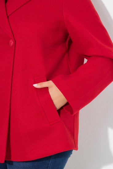 Ulla Popken 846021 Palton din fleece Roșu - Paltoane - Paltoane pentru femei la marimi mari