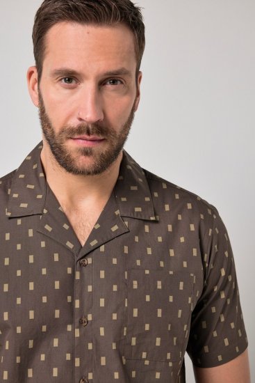 JP1880 Boxy Cuba Short Sleeve Shirt Brown - Cămăși - Cămăși Bărbați Mărimi Mari