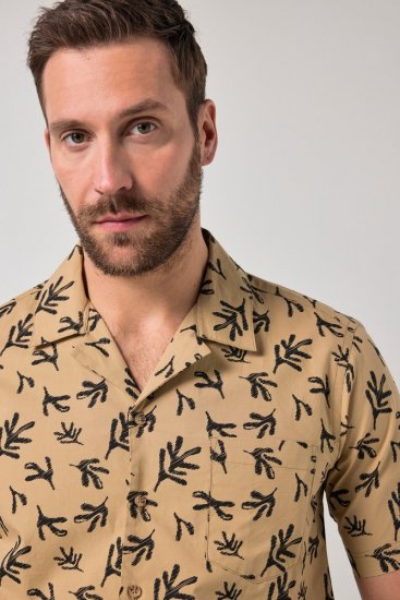 JP1880 Boxy Cuba Short Sleeve Shirt Camel - Cămăși - Cămăși Bărbați Mărimi Mari