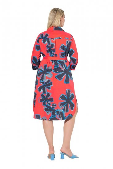 Ulla Popken 846164 Rochie tip cămașă cu flori Roșu - Rochii midi - Rochii midi la marimi mari