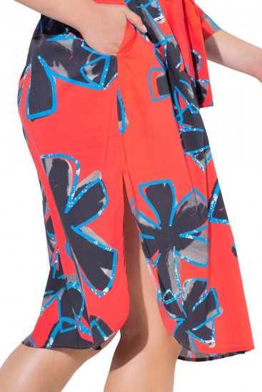 Ulla Popken 846164 Rochie tip cămașă cu flori Roșu - Rochii midi - Rochii midi la marimi mari