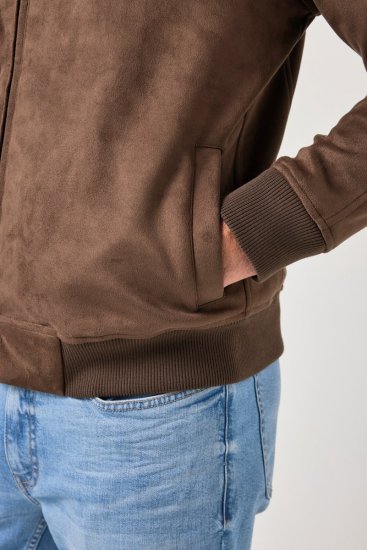 JP1880 846200 Jachetă bomber din piele întoarsă sintetică Maro închis - Geci - Geci Bărbați Mărimi Mari