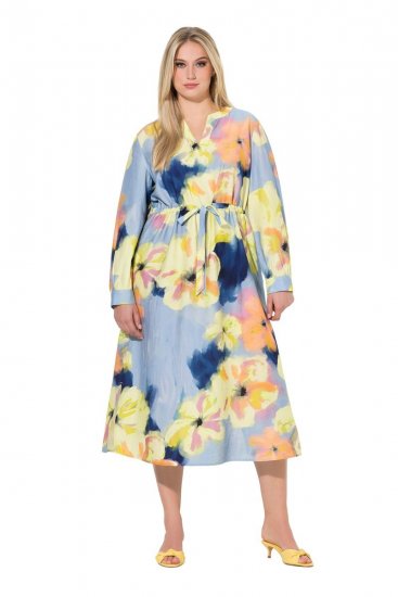 Ulla Popken 846330 Rochie maxi cu flori Albastru deschis - Rochii maxi - Rochii maxi marimi mari
