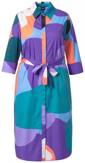 Ulla Popken 846351 Rochie tip cămașă imprimată Lila - Rochii midi - Rochii midi la marimi mari