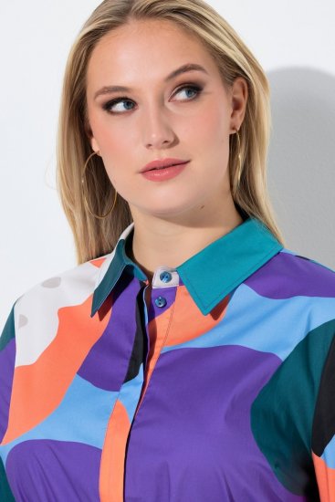Ulla Popken 846351 Rochie tip cămașă imprimată Lila - Rochii midi - Rochii midi la marimi mari