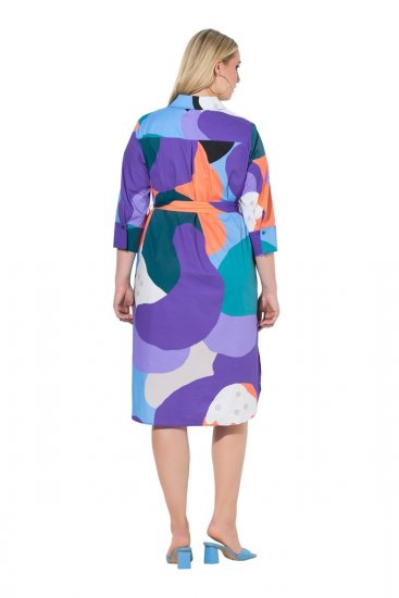 Ulla Popken 846351 Rochie tip cămașă imprimată Lila - Rochii midi - Rochii midi la marimi mari