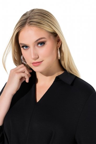 Ulla Popken 846373 Rochie midi cu cordon de legat Neagră - Rochii midi - Rochii midi la marimi mari