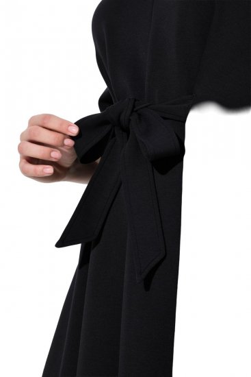Ulla Popken 846373 Rochie midi cu cordon de legat Neagră - Rochii midi - Rochii midi la marimi mari