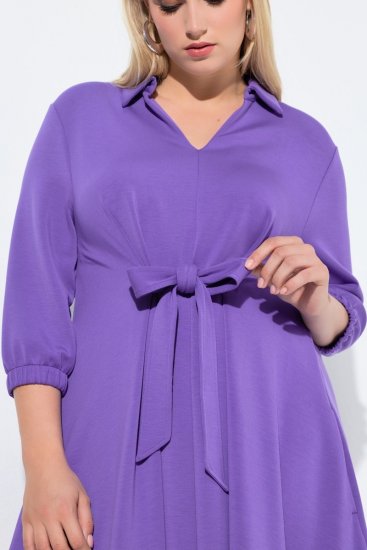 Ulla Popken 846373 Rochie hanorac în formă de A cu mânecă 3/4 Lila - Rochii - Rochii pentru toate mărimile