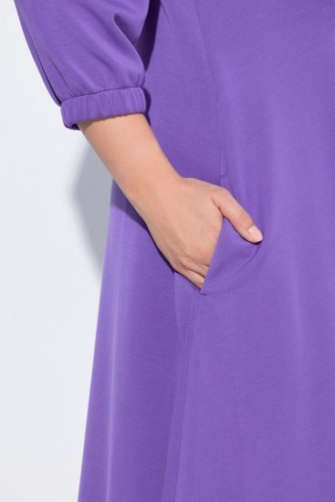 Ulla Popken 846373 Rochie hanorac în formă de A cu mânecă 3/4 Lila - Rochii - Rochii pentru toate mărimile
