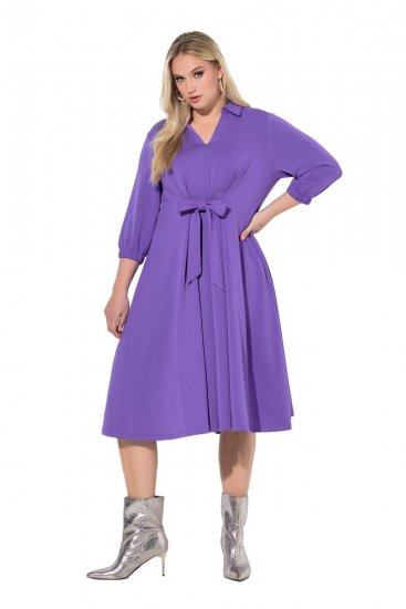 Ulla Popken 846373 Rochie hanorac în formă de A cu mânecă 3/4 Lila - Rochii - Rochii pentru toate mărimile