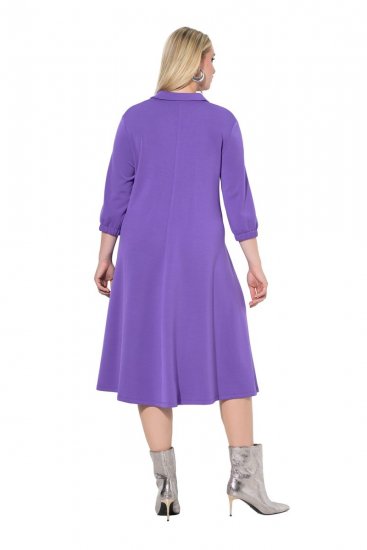 Ulla Popken 846373 Rochie hanorac în formă de A cu mânecă 3/4 Lila - Rochii - Rochii pentru toate mărimile