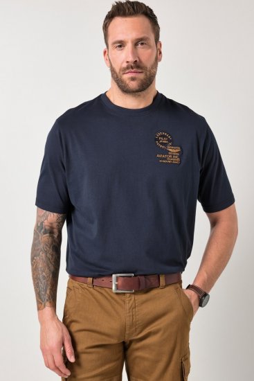 JP1880 846657 Tricou bellyfit cu embleme Bleumarin TALL - TALL T-shirts - Tricouri pentru Bărbați Înalți