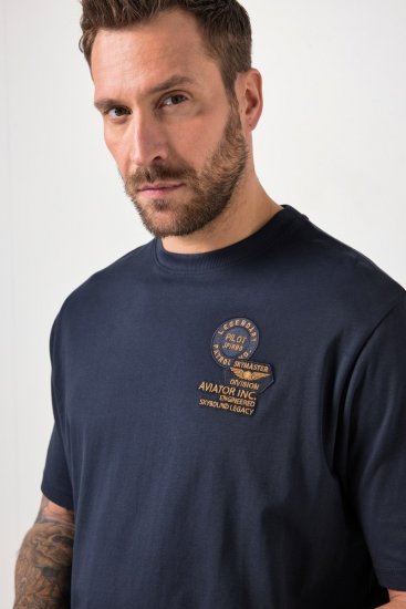 JP1880 846657 Tricou bellyfit cu embleme Bleumarin TALL - TALL T-shirts - Tricouri pentru Bărbați Înalți