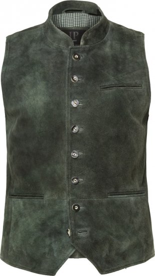 JP1880 846808 Vestă din piele întoarsă de capră Oliv închis - Trachten & Oktoberfest - Costume Oktoberfest mărimi mari (Trachten)
