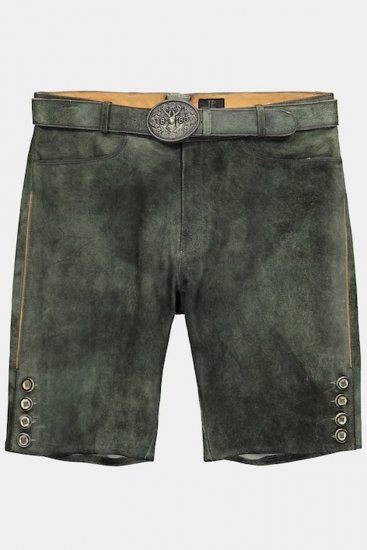 JP1880 846895 Bermude din piele întoarsă de capră Oliv închis - Pantaloni scurți - Pantaloni Scurți Mărimi mari Bărbați 