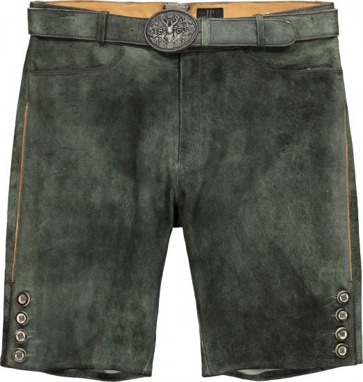 JP1880 846895 Bermude din piele întoarsă de capră Oliv închis - Pantaloni scurți - Pantaloni Scurți Mărimi mari Bărbați 