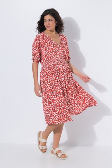Ulla Popken 846912 Rochie midi imprimată Coral - Rochii midi - Rochii midi la marimi mari