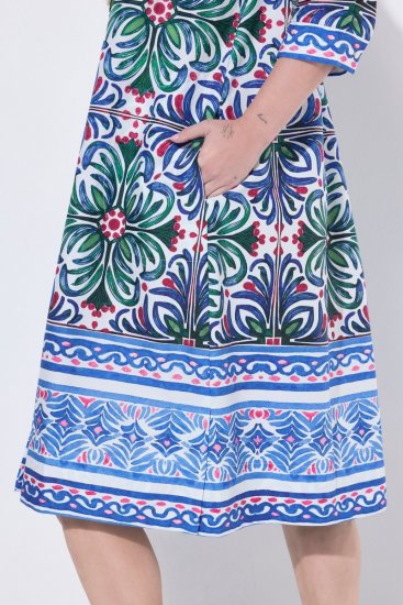 Ulla Popken 846952 Rochie tip cămașă cu flori Alb - Rochii midi - Rochii midi la marimi mari
