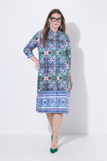Ulla Popken 846952 Rochie tip cămașă cu flori Alb - Rochii midi - Rochii midi la marimi mari