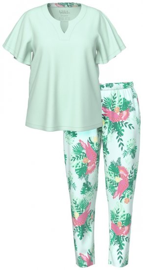 Ulla Popken 846971 Pijama cu model Verde deschis - Pijamale/Haine de casă - 