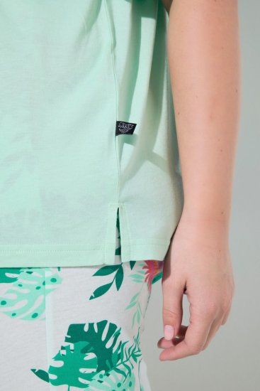 Ulla Popken 846971 Pijama cu model Verde deschis - Pijamale/Haine de casă - 