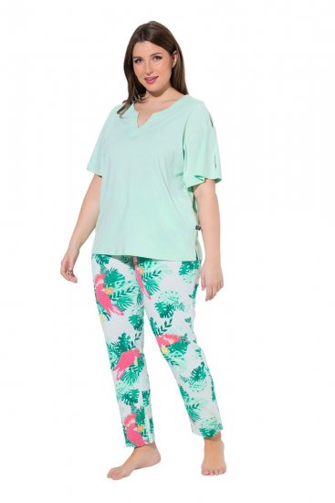 Ulla Popken 846971 Pijama cu model Verde deschis - Pijamale/Haine de casă - 