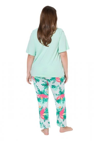 Ulla Popken 846971 Pijama cu model Verde deschis - Pijamale/Haine de casă - 