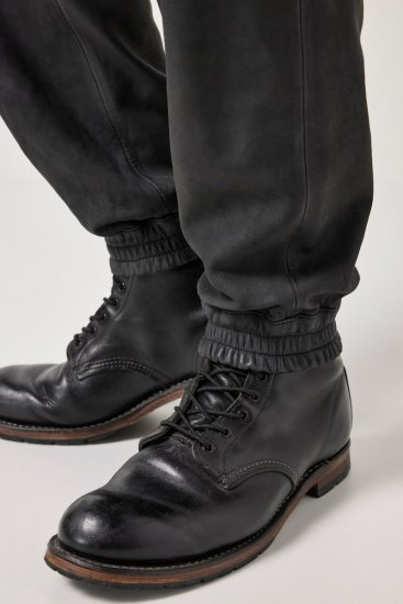 JP1880 847064 Pantaloni cargo din piele nappa de miel Neagră - Pantaloni din piele pentru bărbați în mărimi mari - Pantaloni din piele marimi mari