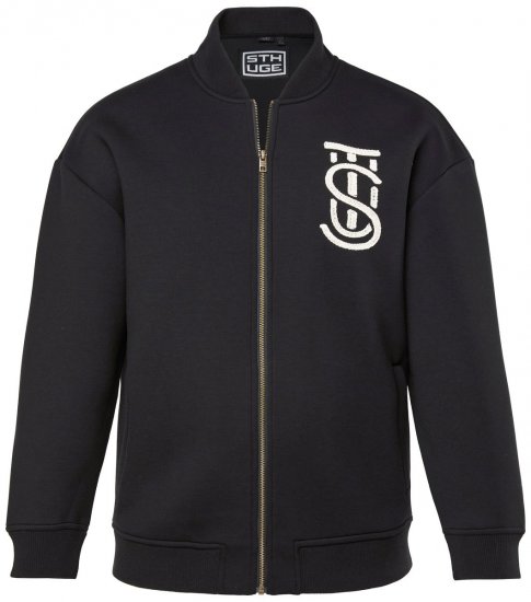 STHUGE 847083 Jachetă varsity din material scuba Neagră - Geci - Geci Bărbați Mărimi Mari