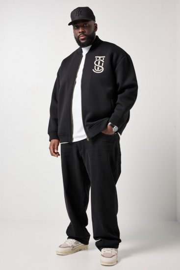 STHUGE 847083 Jachetă varsity din material scuba Neagră - Geci - Geci Bărbați Mărimi Mari
