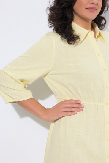 Ulla Popken 847224 Rochie din amestec de in Galben - Rochii de vară - Rochii de vară marimi mari