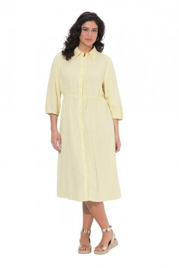 Ulla Popken 847224 Rochie din amestec de in Galben - Rochii de vară - Rochii de vară marimi mari