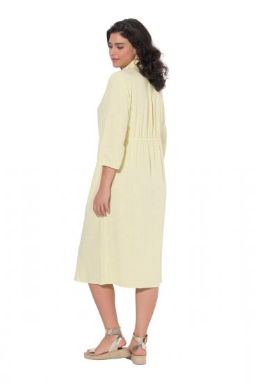 Ulla Popken 847224 Rochie din amestec de in Galben - Rochii de vară - Rochii de vară marimi mari