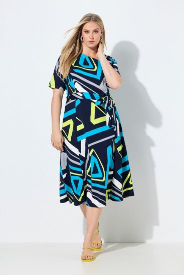 Ulla Popken 847324 Rochie midi imprimată Bleumarin - Rochii midi - Rochii midi la marimi mari