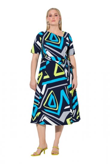 Ulla Popken 847324 Rochie midi imprimată Bleumarin - Rochii midi - Rochii midi la marimi mari