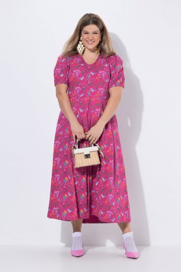 Ulla Popken 847409 Rochie maxi imprimată Roșu fructe de pădure - Rochii maxi - Rochii maxi marimi mari