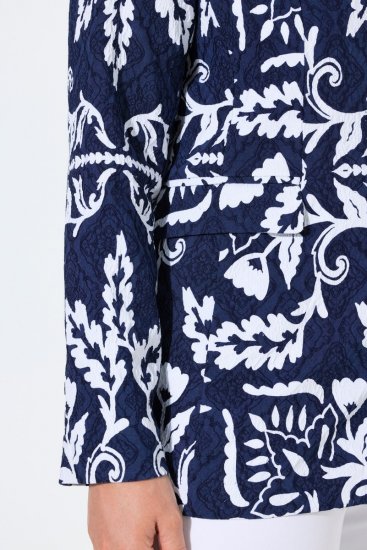 Ulla Popken 847586 Sacou din jacquard floral Bleumarin - Sacouri - Sacouri în Mărimi Mari pentru Femei