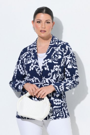 Ulla Popken 847586 Sacou din jacquard floral Bleumarin - Sacouri - Sacouri în Mărimi Mari pentru Femei