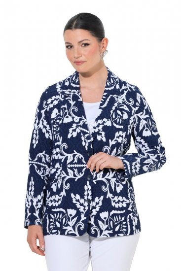 Ulla Popken 847586 Sacou din jacquard floral Bleumarin - Sacouri - Sacouri în Mărimi Mari pentru Femei