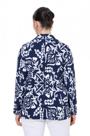 Ulla Popken 847586 Sacou din jacquard floral Bleumarin - Sacouri - Sacouri în Mărimi Mari pentru Femei