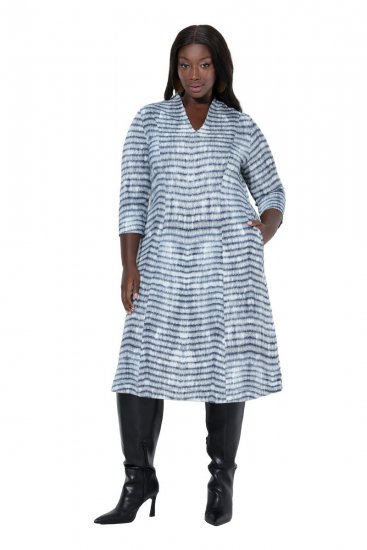 Ulla Popken 847643 Rochie din jerseu în dungi Bleumarin - Rochii din jerseu - 