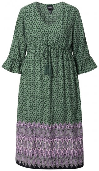 Ulla Popken 847798 Rochie midi în formă de A cu decolteu în V Verde închis - Rochii midi - Rochii midi la marimi mari