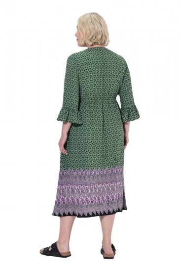 Ulla Popken 847798 Rochie midi în formă de A cu decolteu în V Verde închis - Rochii midi - Rochii midi la marimi mari