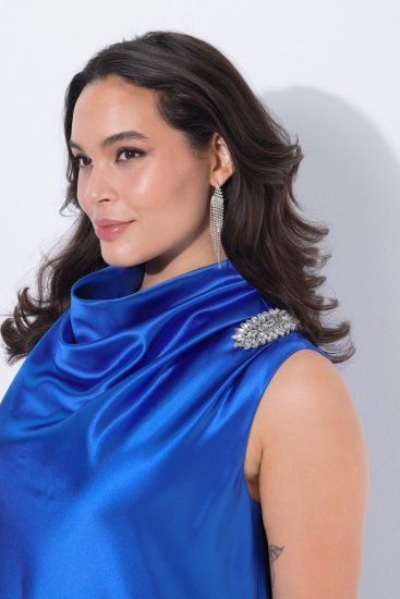 Ulla Popken 847862 Rochie din satin Albastru regal - Rochii de vară - Rochii de vară marimi mari