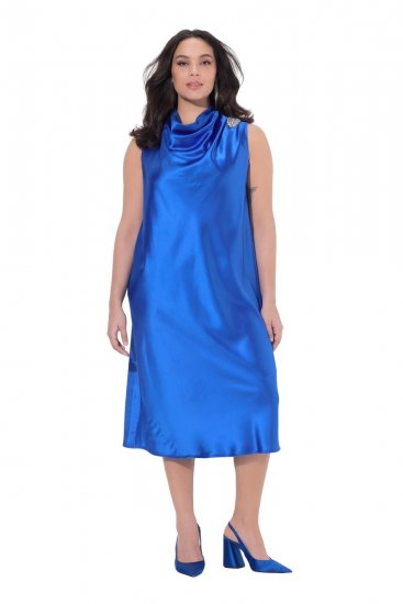 Ulla Popken 847862 Rochie din satin Albastru regal - Rochii de vară - Rochii de vară marimi mari