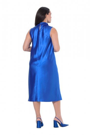 Ulla Popken 847862 Rochie din satin Albastru regal - Rochii de vară - Rochii de vară marimi mari