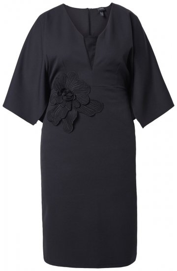 Ulla Popken 847909 Rochie midi cu flori Neagră - Rochii midi - Rochii midi la marimi mari