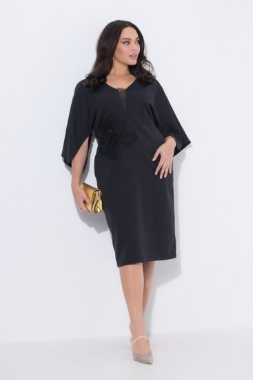 Ulla Popken 847909 Rochie midi cu flori Neagră - Rochii midi - Rochii midi la marimi mari